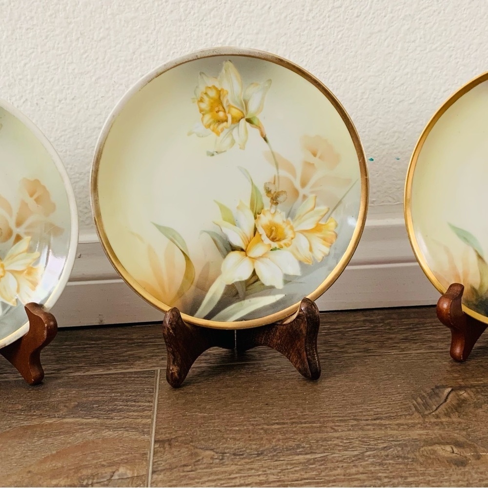 Vintage Gold Rims 3 Plates R. S. Germany